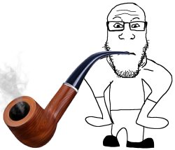 Soyjak smokes a pipe Meme Template