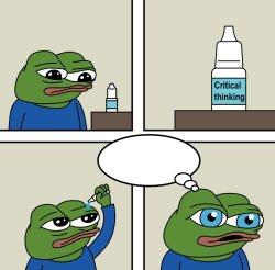 Critical Thinking Pepe Drops Meme Template