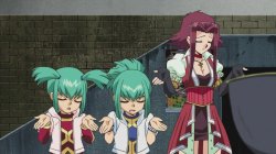 Luna, Leo and Akiza shrugs Meme Template