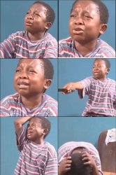 Crying african boy with knife Meme Template