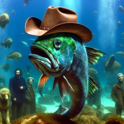 Fish thing with cowboy hat Meme Template