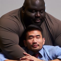 Fat man sitting on normal man Meme Template