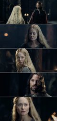 Aragorn and Éowyn talk in Edoras Meme Template