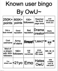 Stupid bingo by owu re-uploaded by Ayden Meme Template
