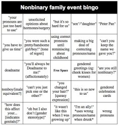 Nonbinary family event bingo Meme Template