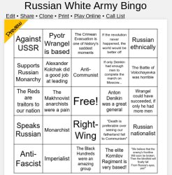 Russian White Army Bingo Meme Template