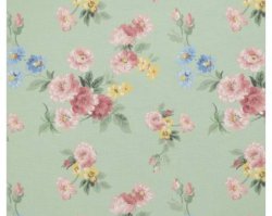 Pale green wallpaper with small pink and yellow flowers on it Meme Template