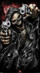 badass skeleton with guns Meme Template