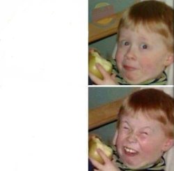 Boy with Apple - Before and After Meme Template