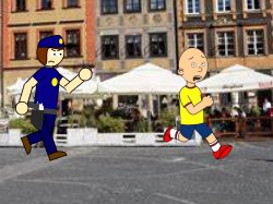 caillou gets chased by police officer Meme Template