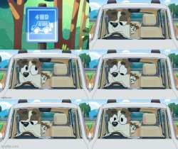 Bluey 6-panel 4 wheel drive Meme Template