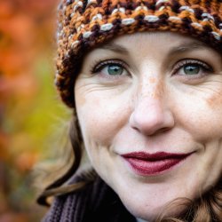Close-up portrait shot of a woman in autumn, extreme detail, sha Meme Template