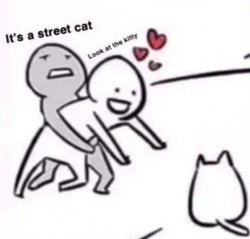 hold back from petting the kitty Meme Template