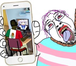 Wojak suicide shows his phone Meme Template