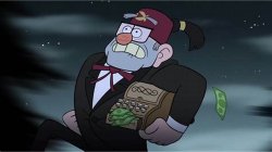 grunkle stan running away from cops Meme Template