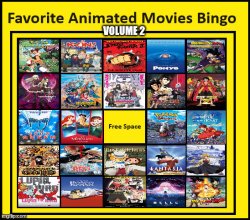 favorite animated movies bingo volume 2 Meme Template