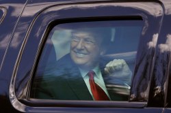 Trump in car like a child Meme Template