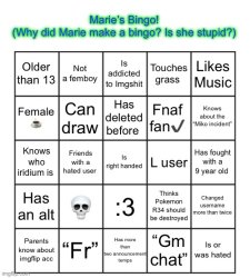 The Marie Bingo! Meme Template