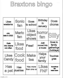 Braxtons bingo updated Meme Template