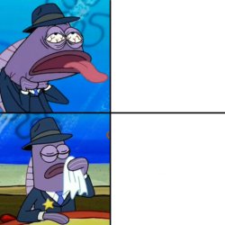 Fish choking and wiping face Meme Template