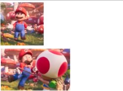 Toad hitting Mario Meme Template