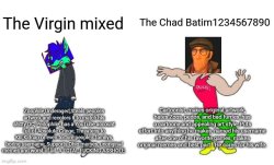 The virgin mixed vs the chad batim1234567890 Meme Template