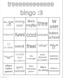 treeeeeeeeee bingo :3 Meme Template