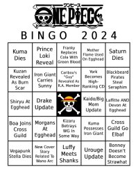 One piece 2024 Bingo Meme Template