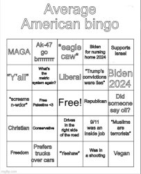 Average American bingo Meme Template