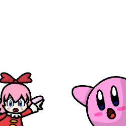 Kirby and Ribbon pointing Meme Template