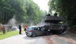 army tank crushes learners car oops Meme Template