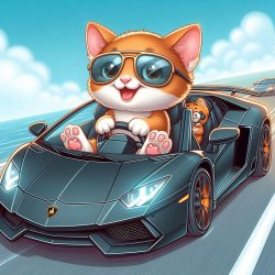 Kitten driving lambo Meme Template