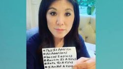 Asian woman with Sign / card Meme Template