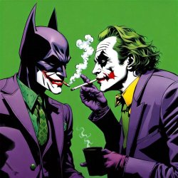 joker smoking a joint with joker batman Meme Template