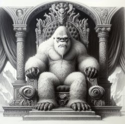 A Yeti on a throne with armor on Meme Template