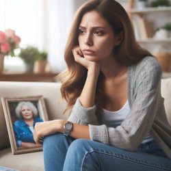 Young woman remembering her mother Meme Template