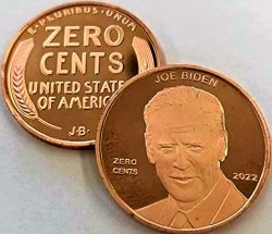 Joe Biden zero cents coin Meme Template