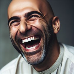 Guy with no hair and no beard laughing Meme Template