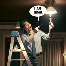 man screwing in a light bulb and saying that he is right Meme Template