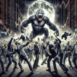 angry apes going to war against men in suits at the stock market Meme Template