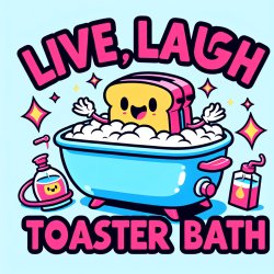 Affirmation meme saying Live, Laugh, Toaster bath Meme Template