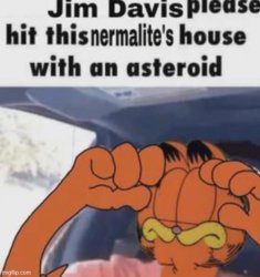 Jim Davis please hit this nermalite's house with an asteroid Meme Template