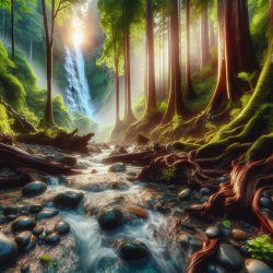 beautiful forrest with water fall inspiring Meme Template