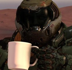 Doom slayer holding mug Meme Template