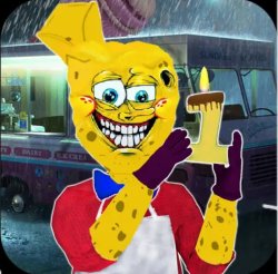 Scary Ice Cream Sponge Neighbor Meme Template
