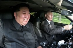 Kim Jong Un and Putin having fun Meme Template
