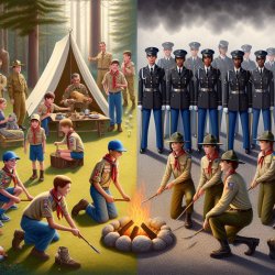 Create an image showing Boy Scouts in casual uniforms engaging i Meme Template