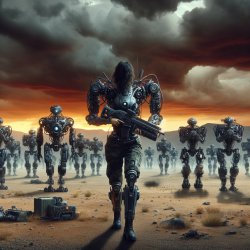 Ejército de robots ayudan a soldado solitario Meme Template