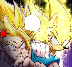 Super Sonic and Goku Meme Template