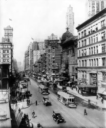 1913 street scene cars and trolly Meme Template